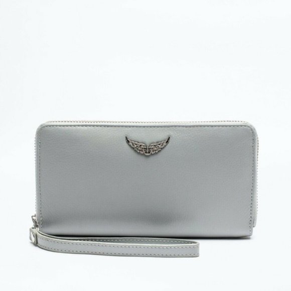 Zadig & Voltaire Compagnon Wallet Wristlet Continental Multi compartment gray